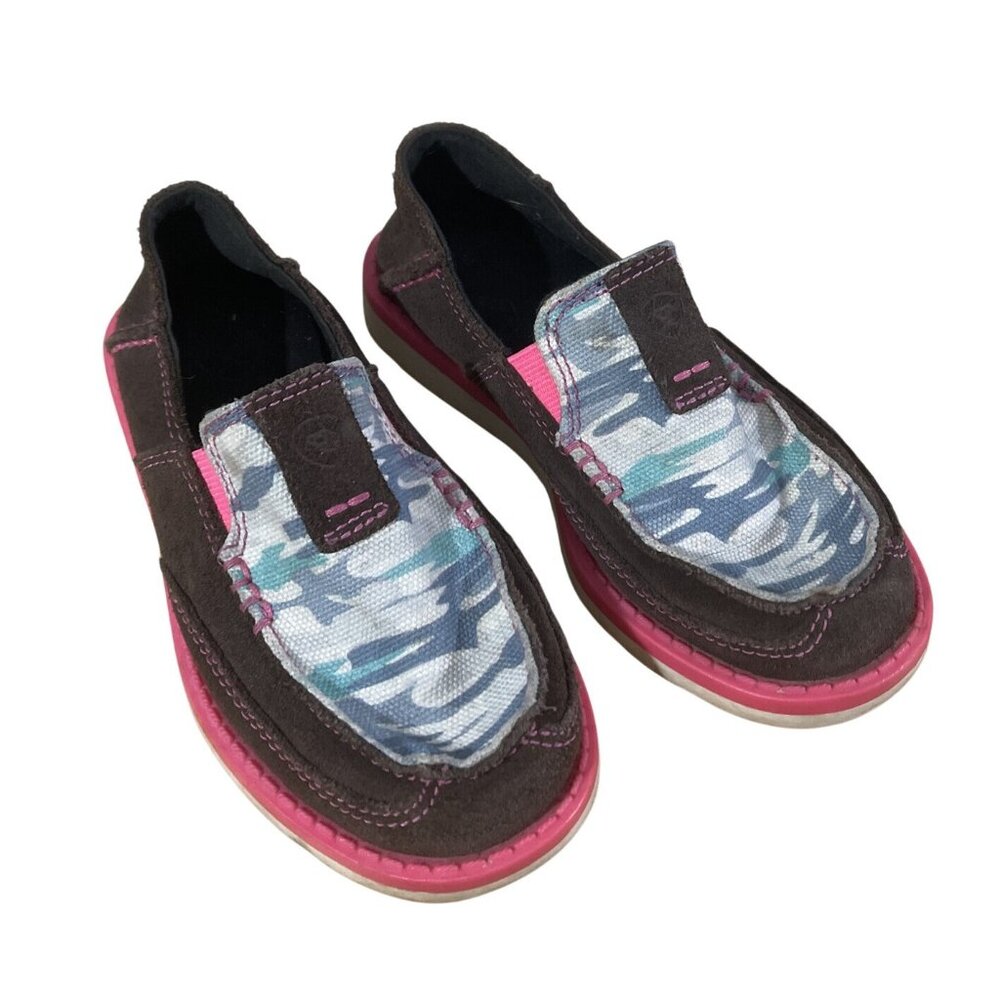 ARIAT Shoes girls Size 10C Pink White Brown‎ Slip On A1
